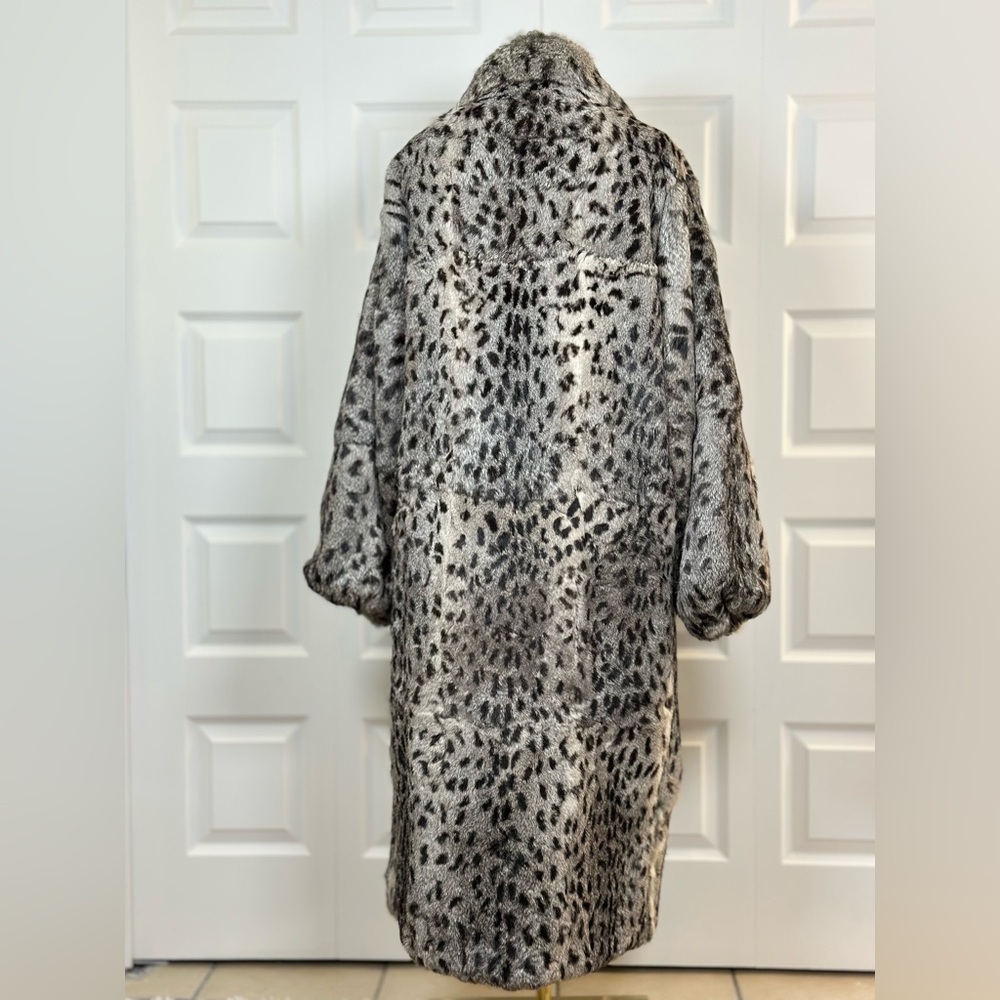 Genuine Rabbit Dyed Leopard Print Fur Coat - Picture 5 of 10